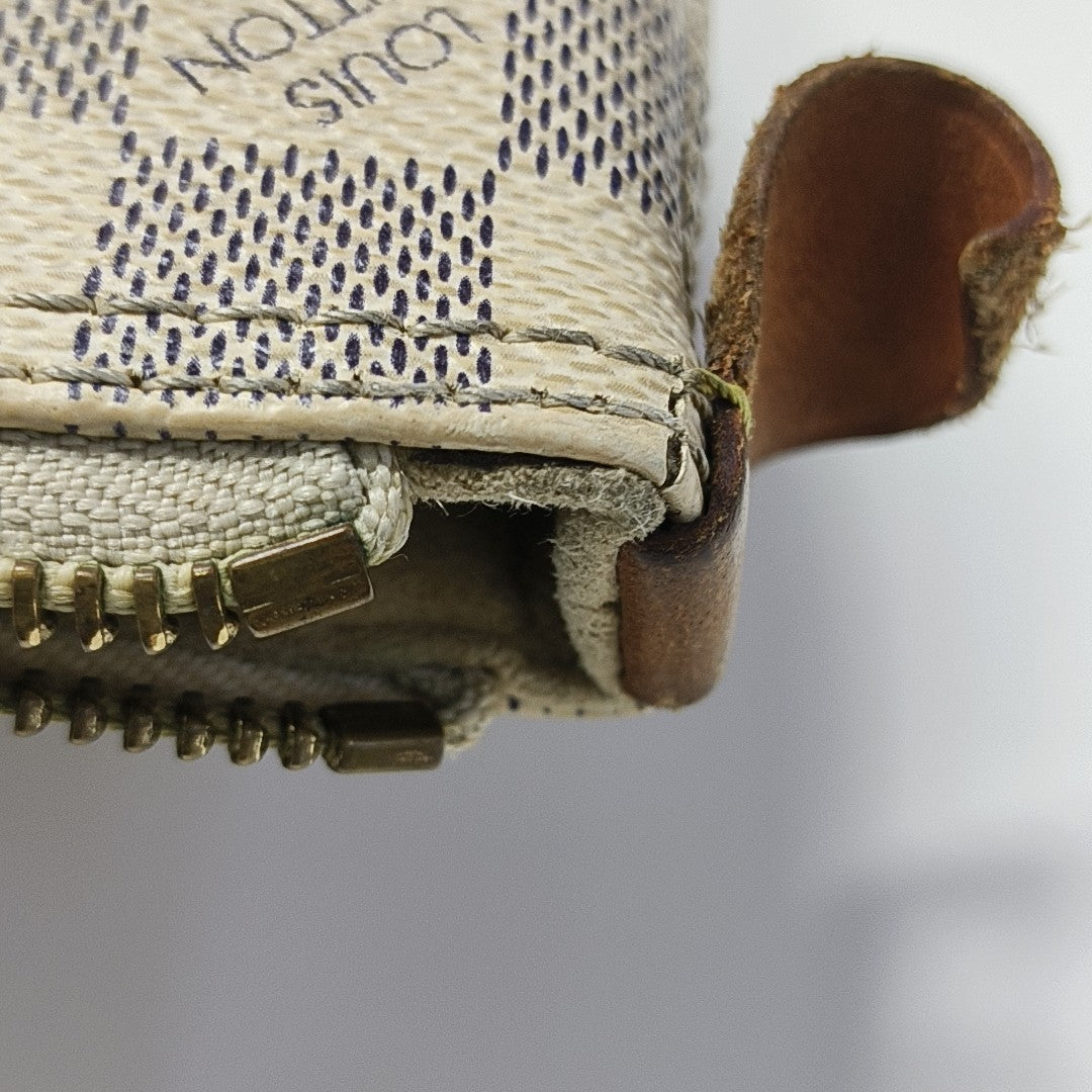 SALEYA PM Damier Azur Coated Canvas White