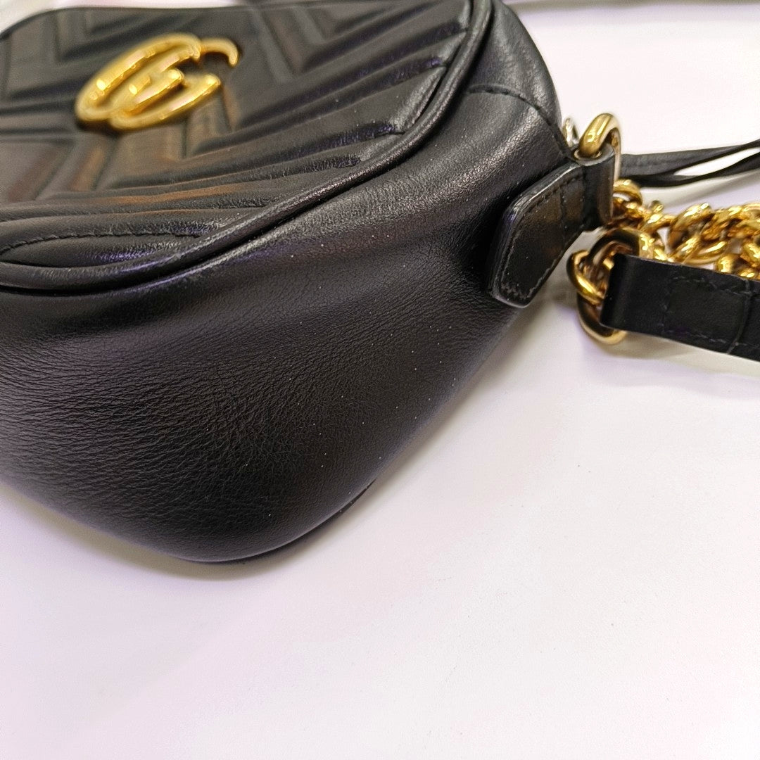 GG Marmont Small Quilted Calfskin Black