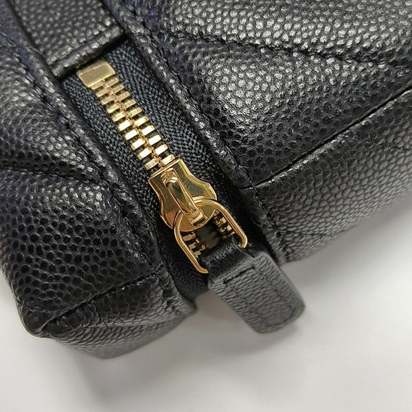 Quilted Grained Calfskin Shoulder Bag Black