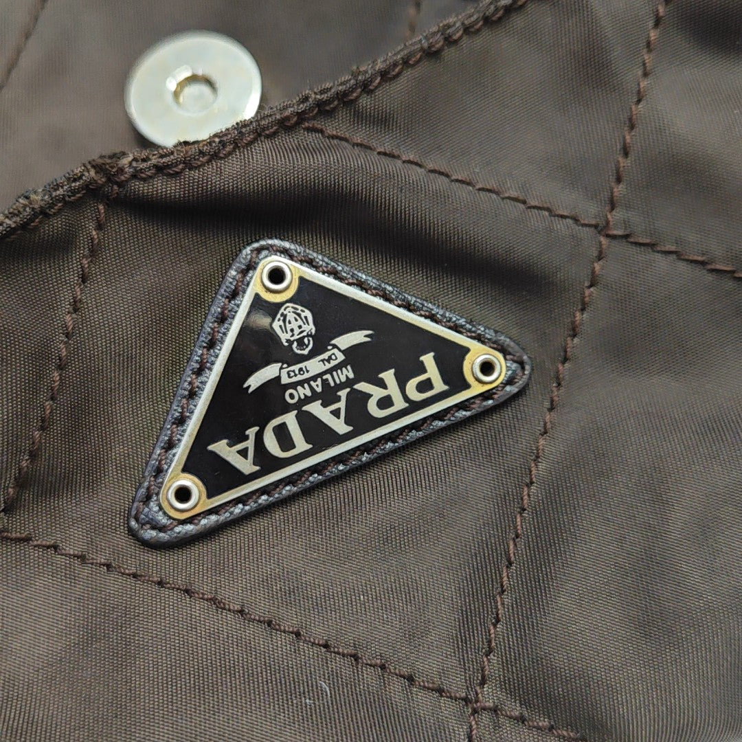 Quilted Nylon Shoulder Bag Brown