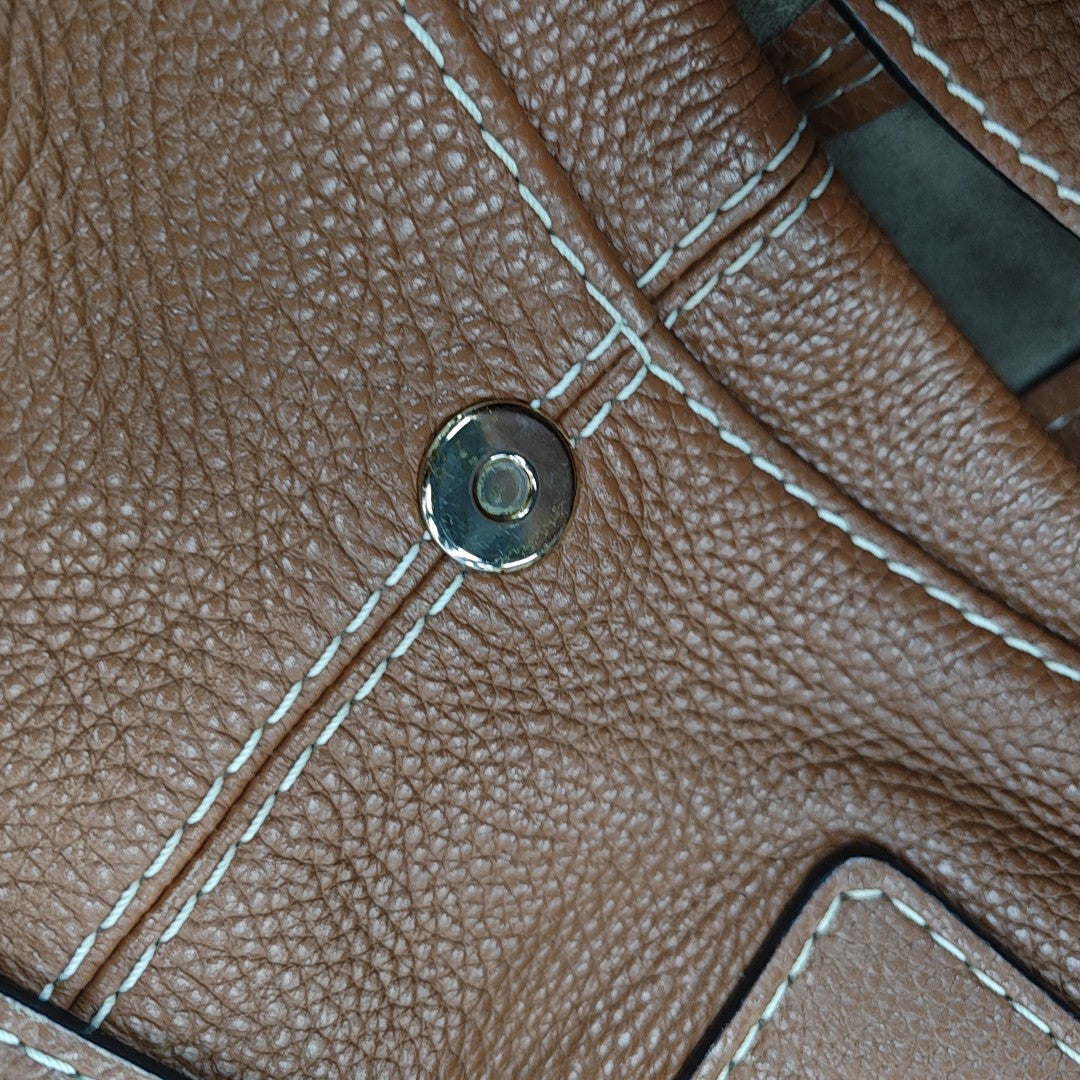 Calfskin Top Handle Bag Brown