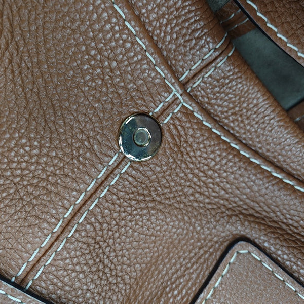 Calfskin Top Handle Bag Brown