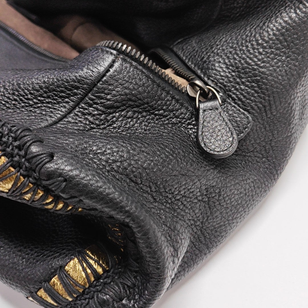 Calfskin Top Handle Bag Black