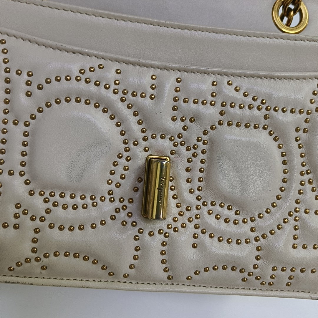 Gancini Quilted Calfskin White
