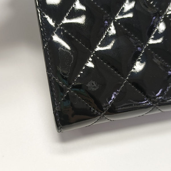 Quilted Patent Leather Wallet Black