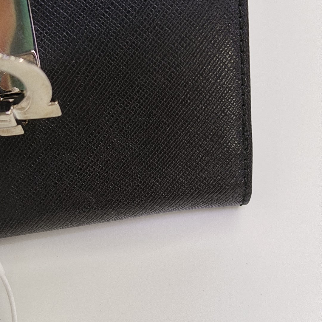 Gancini Small Calfskin Black Wallet