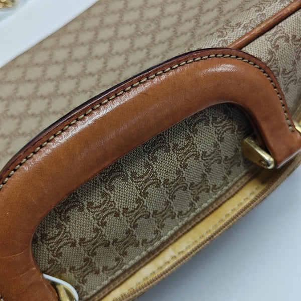 Coated Canvas Top Handle Bag Brown