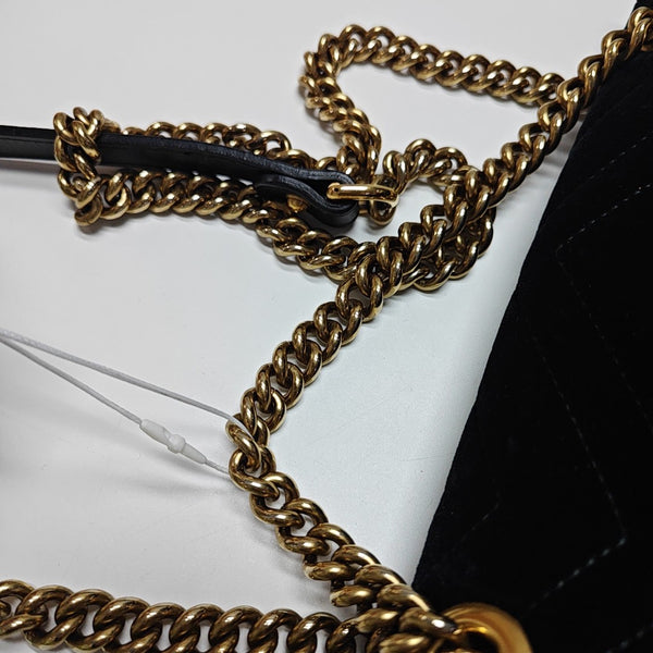 GG Marmont Medium Quilted Velvet Black