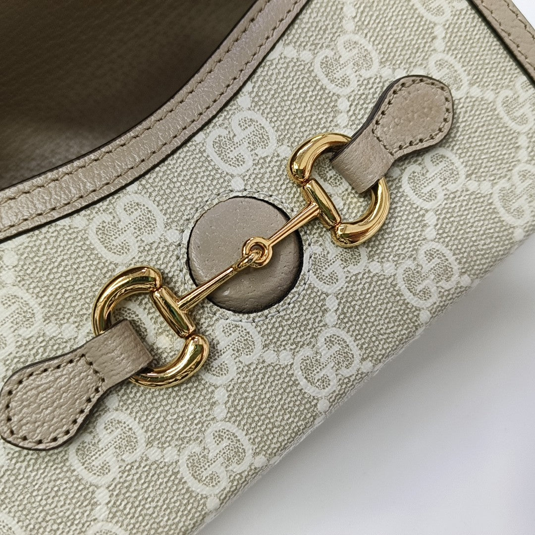 Authenticated pre-owned  Horsebit 1955 Mini Monogram Coated Canvas White - Shoulder Bag at Looply