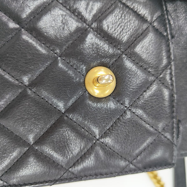 Quilted Calfskin Shoulder Bag Black