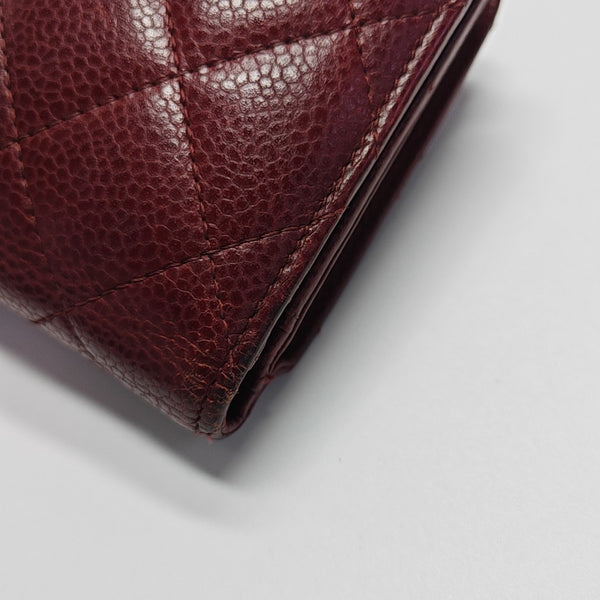 Quilted Grained Calfskin Wallet Red