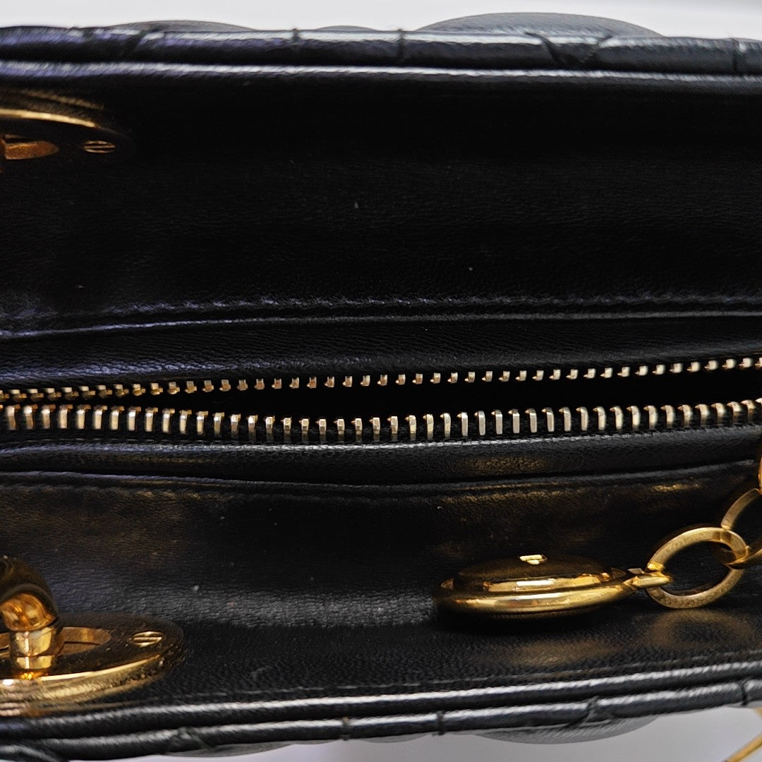 Lady Dior Medium Cannage Lambskin Black