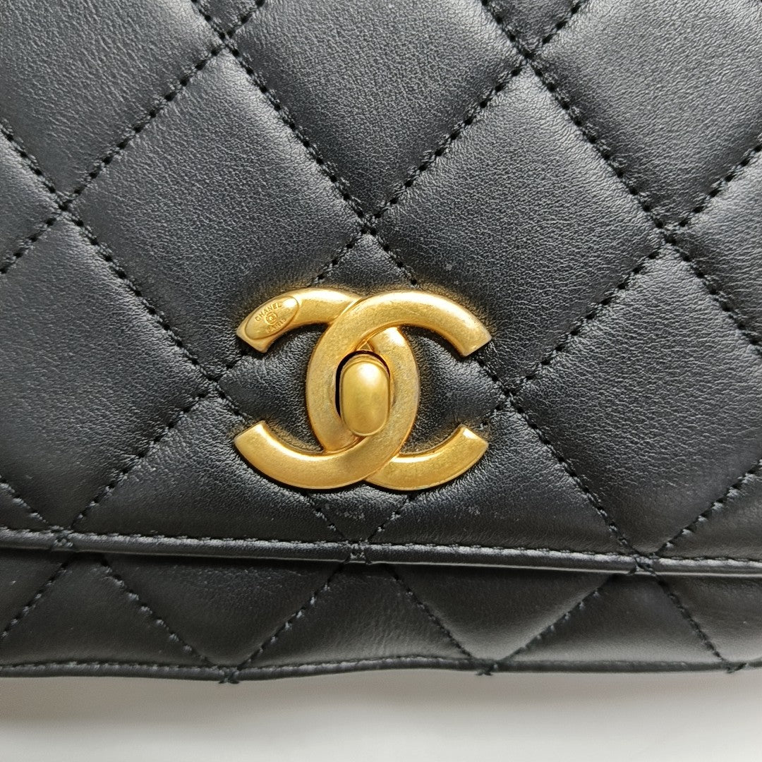 COCO HANDLE Mini Quilted Calfskin Black