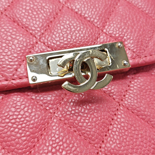 DOUBLE CC Quilted Grained Calfskin Pink