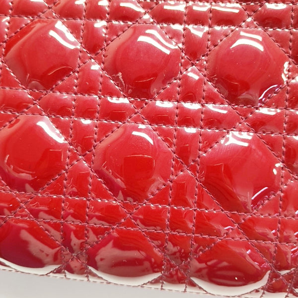 Lady Dior Large Cannage Patent Leather Red