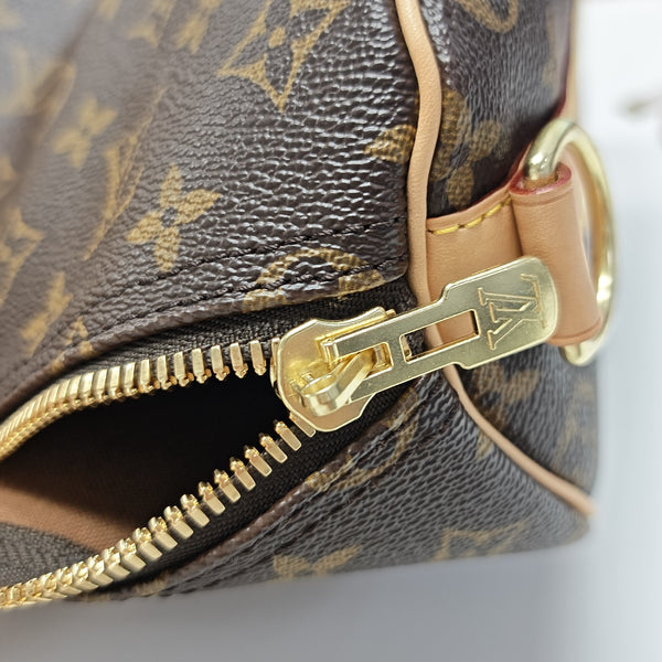 KEEPALL 50 Monogram Coated Canvas Brown