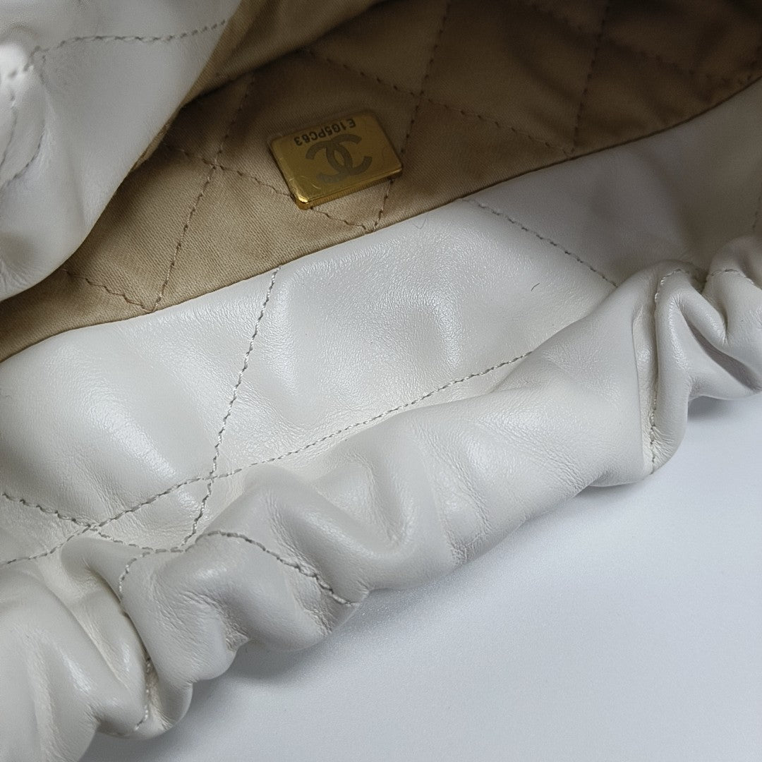 CHANEL 22 Mini Quilted Calfskin White