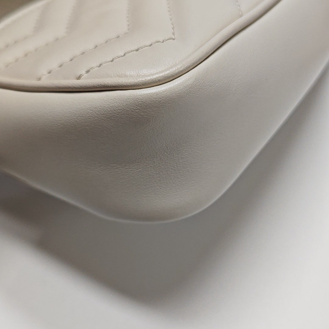 GG Marmont Mini Quilted Calfskin White