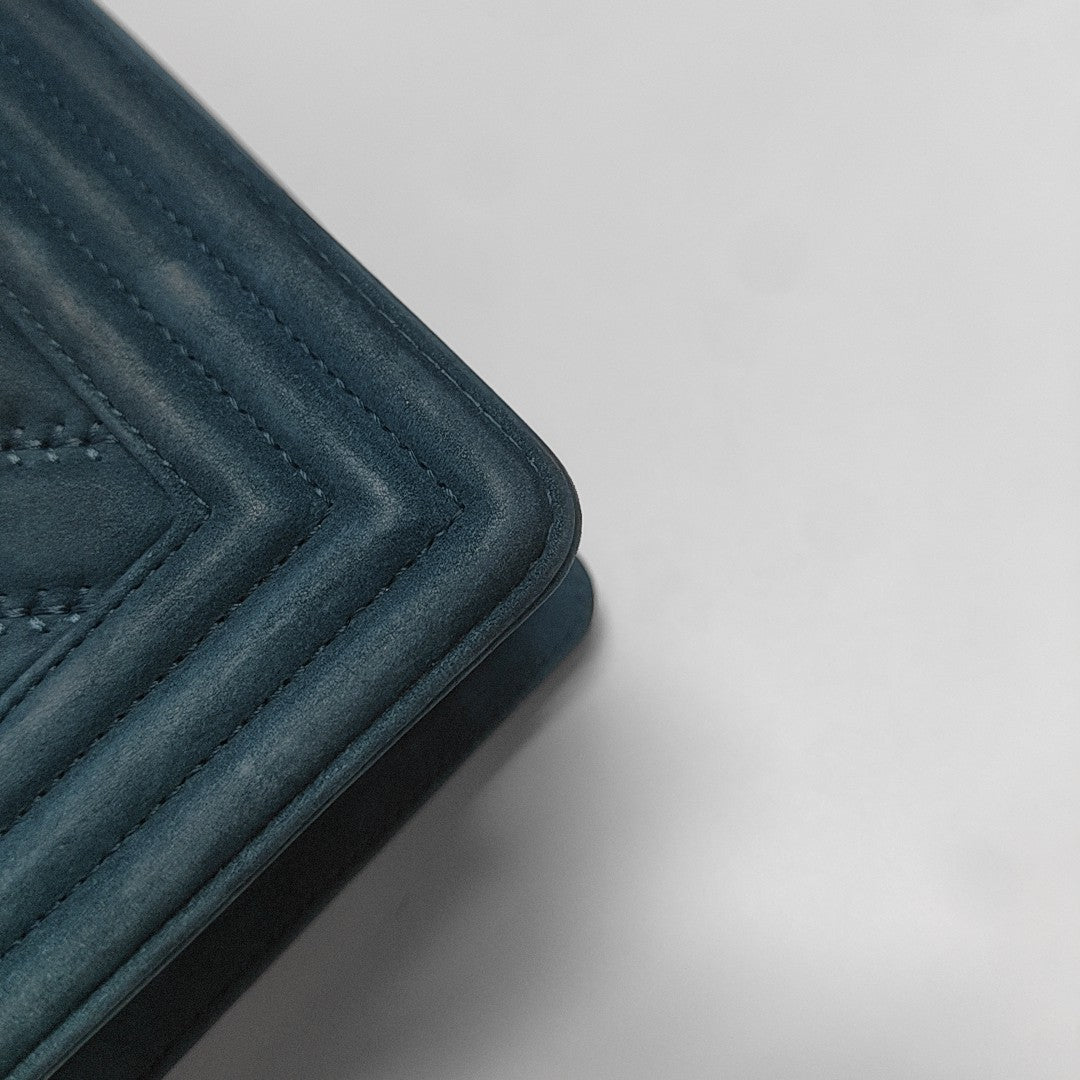 BOY CHANEL Medium Chevron Suede Blue