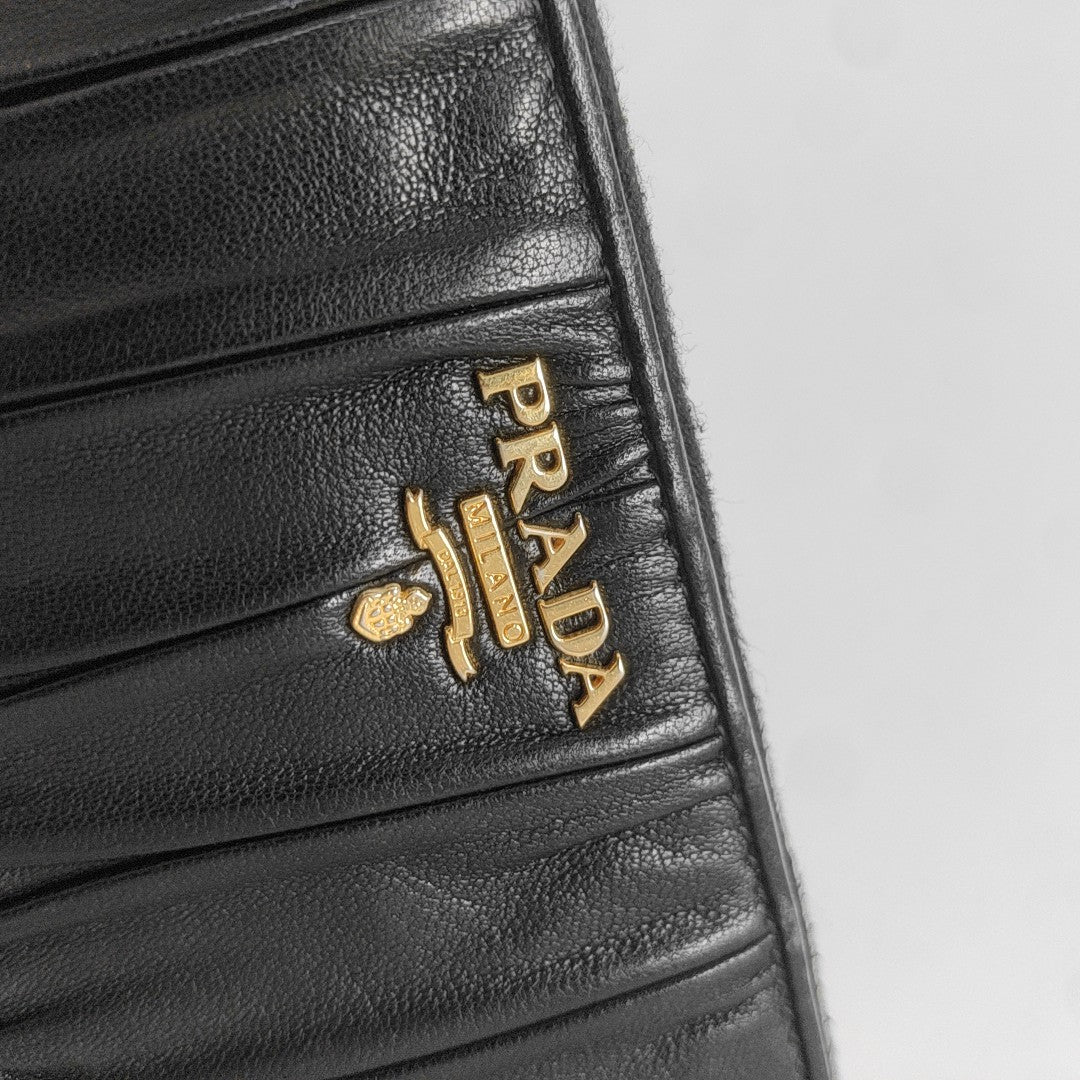 Fold Wallet Lambskin Black Wallet