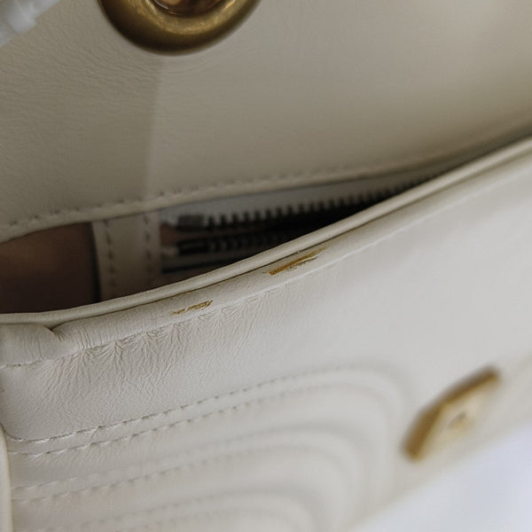 GG Marmont Medium Quilted Calfskin White