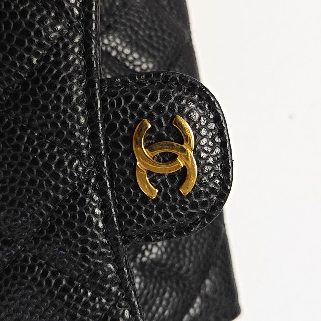 Authenticated pre-owned  CLASSIC FLAP Quilted Grained Calfskin Black Wallet - Wallet at Looply