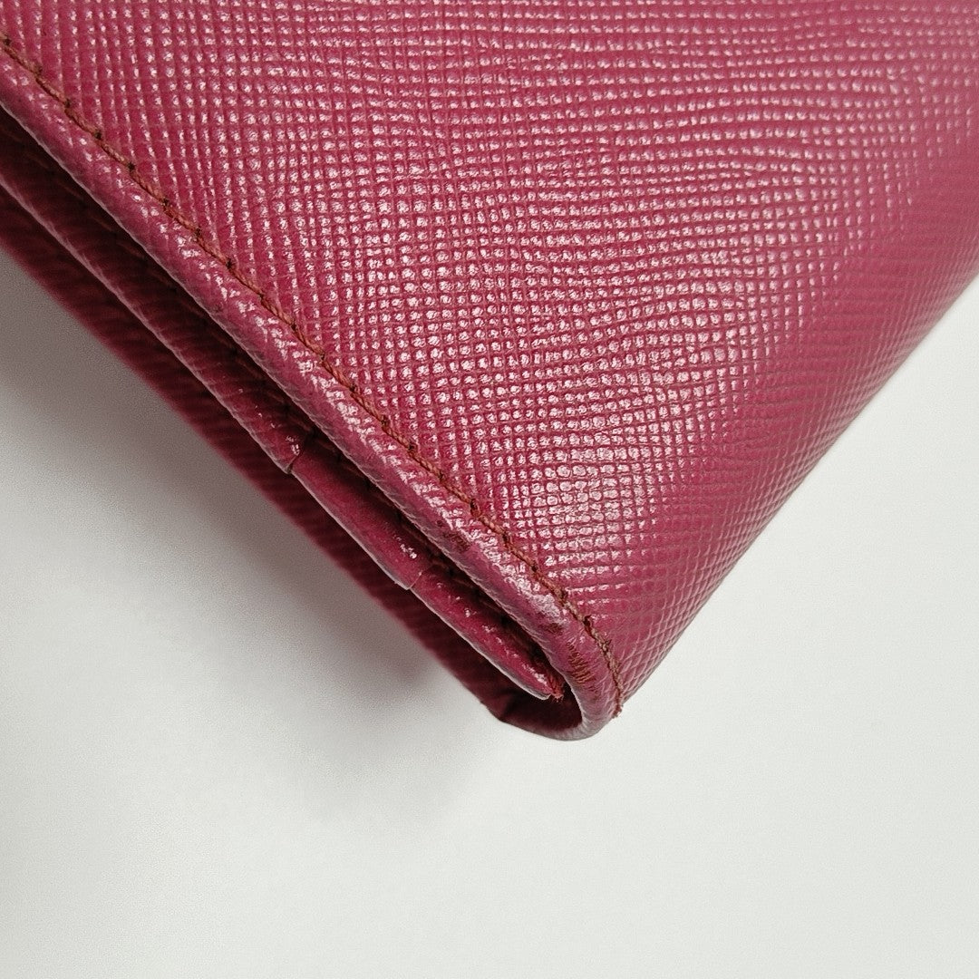 Fold Wallet Saffiano Calfskin Red Wallet