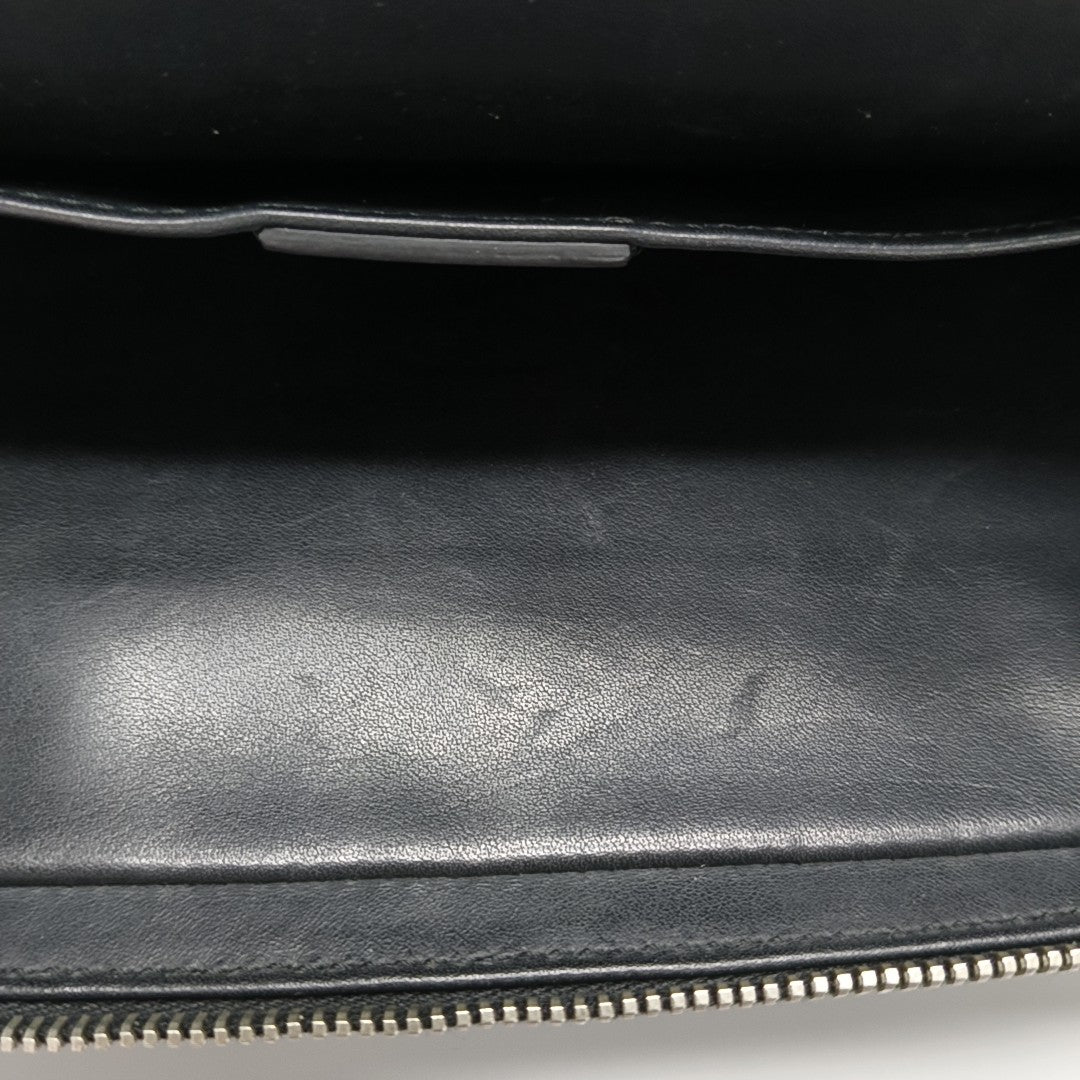 Leather Top Handle Bag Black