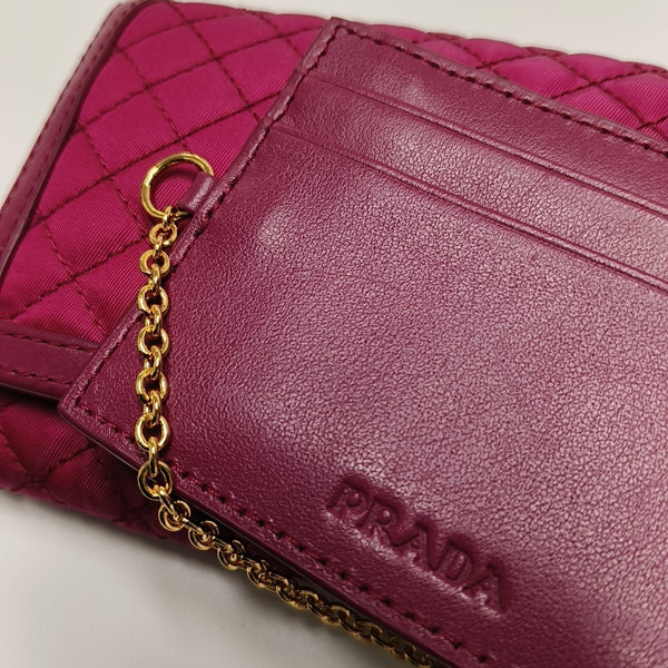 Quilted Nylon Wallet Red