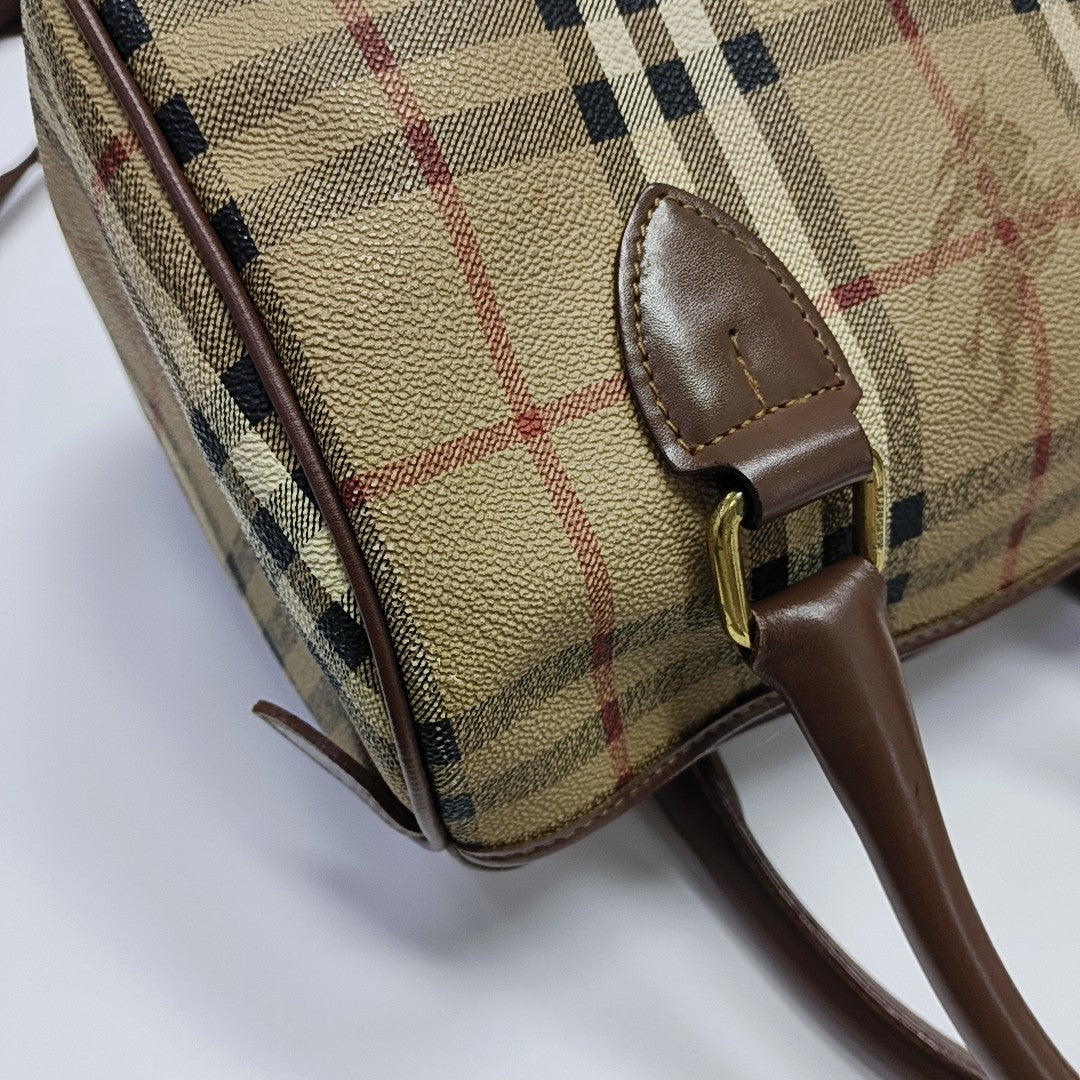Coated Canvas Top Handle Bag Beige