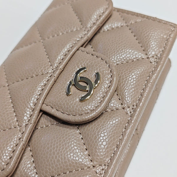 CLASSIC FLAP Quilted Grained Calfskin Pink Wallet