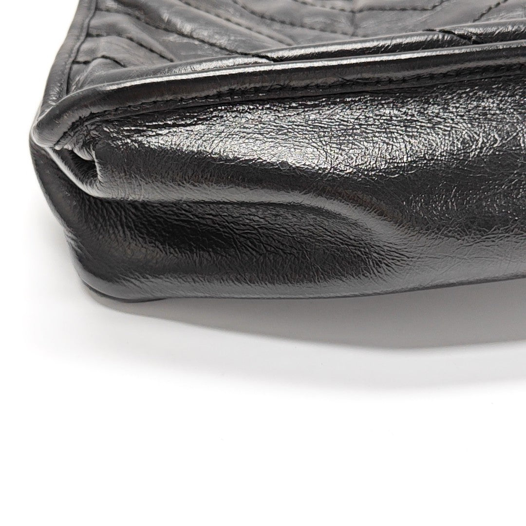 NIKI Medium Chevron Calfskin Black