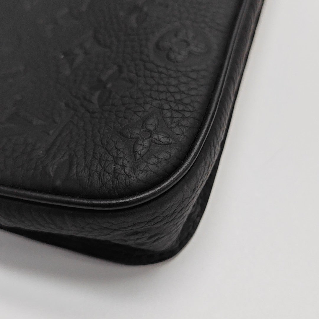 S LOCK Monogram Calfskin Black