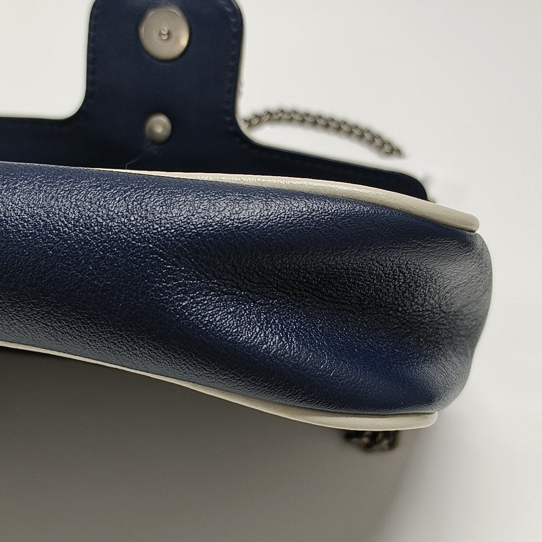 GG Marmont Super Mini Quilted Calfskin Blue
