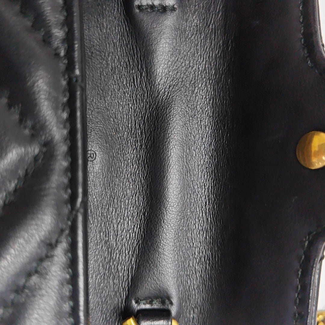 GG Marmont Super Mini Quilted Calfskin Black
