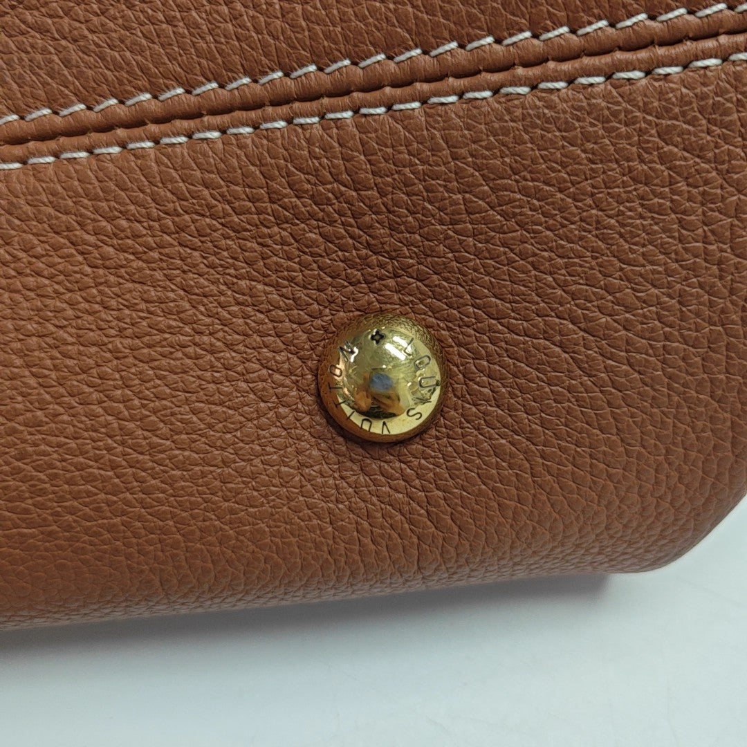 LOW KEY CABAS MM Monogram Calfskin Brown