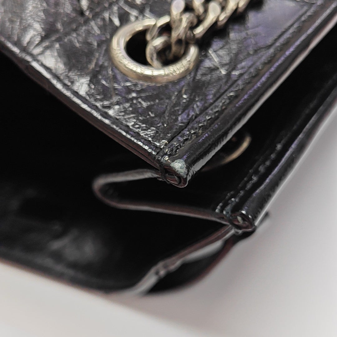 NIKI Medium Chevron Calfskin Black