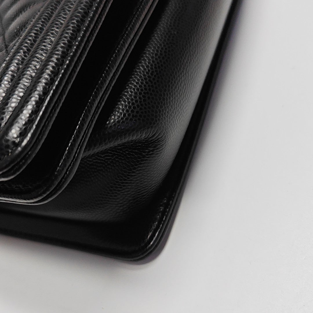 BOY CHANEL Small Quilted Grained Calfskin Black