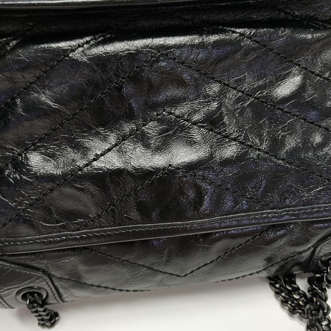 NIKI Small Chevron Calfskin Black