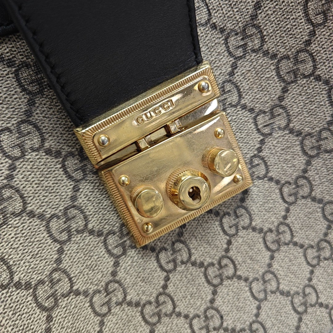 Padlock Medium Monogram Coated Canvas Beige
