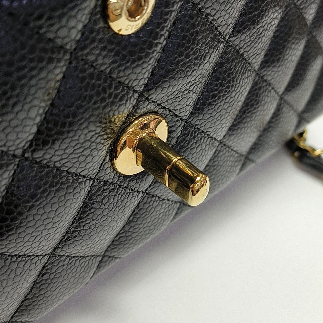 CLASSIC FLAP Small Quilted Grained Calfskin Black