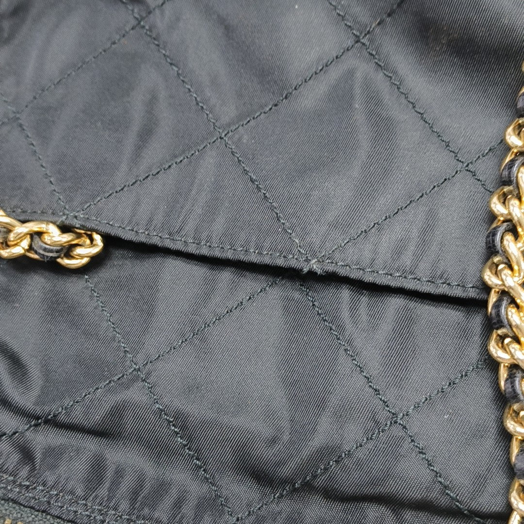 Quilted Nylon Shoulder Bag Black