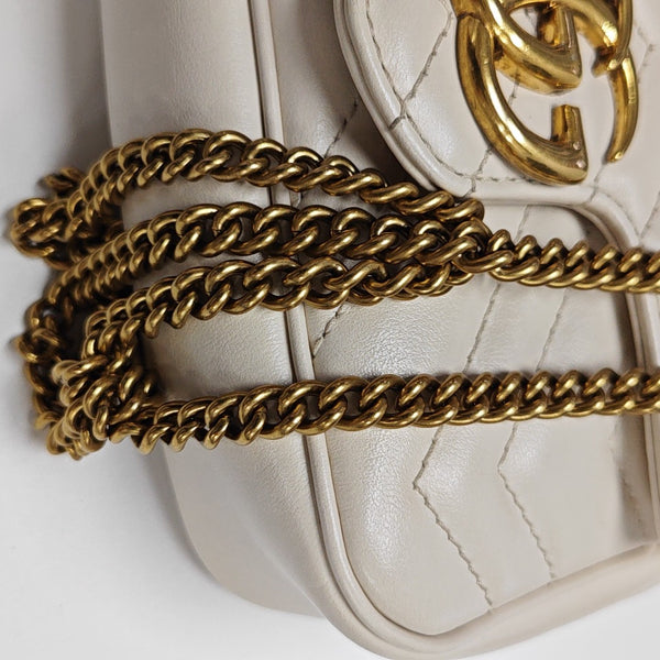 GG Marmont Mini Quilted Calfskin White