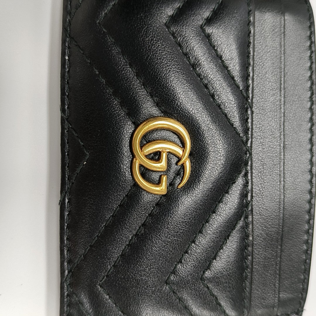 Authenticated pre-owned  GG Marmont Quilted Calfskin Black Card Holder - Card Holder at Looply