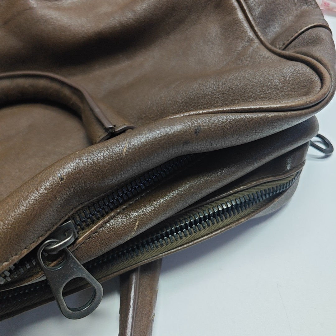 Leather Top Handle Bag Brown