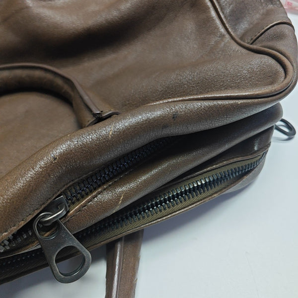 Leather Top Handle Bag Brown