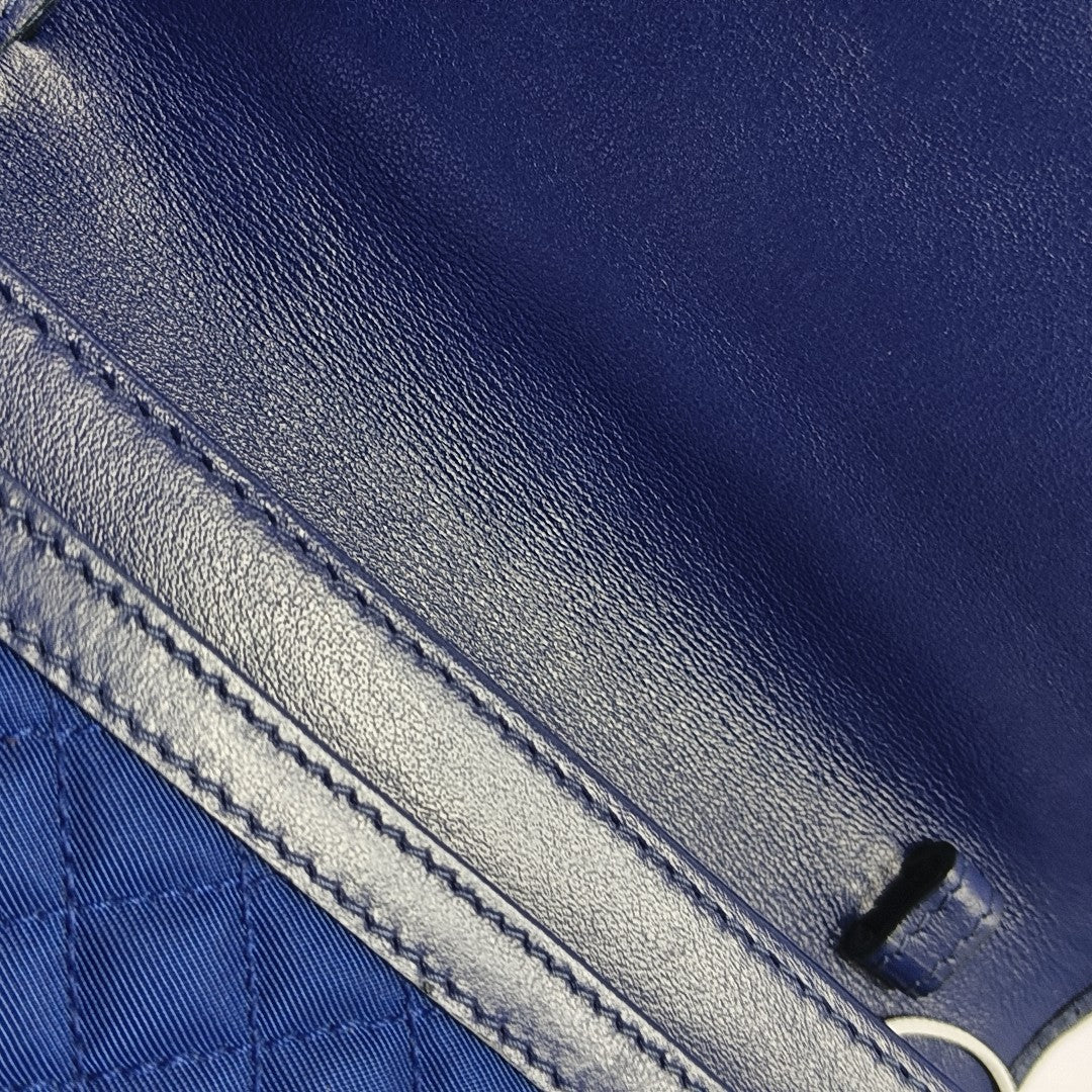 Quilted Fabric Shoulder Bag Blue