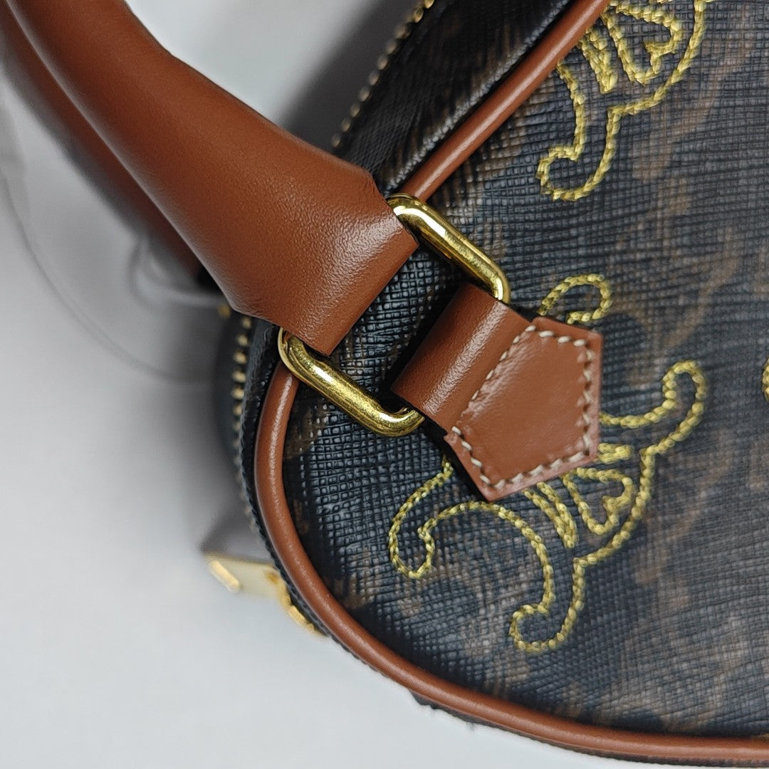 Coated Canvas Shoulder Bag Black
