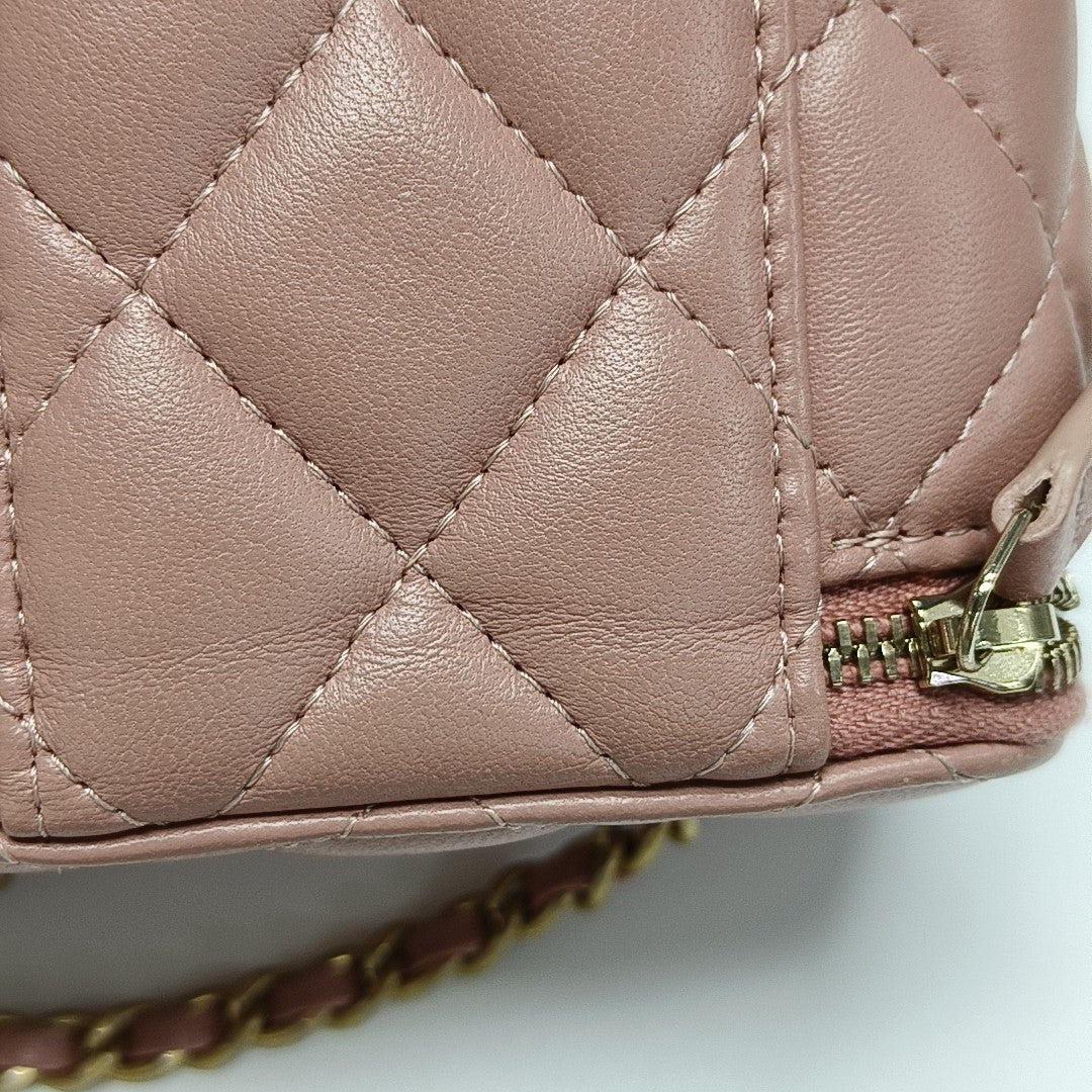 Authenticated pre-owned  VANITY CASE Quilted Lambskin Pink - Crossbody Bag at Looply