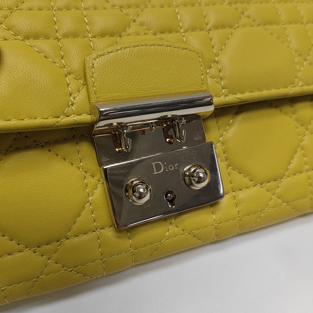 Miss Dior Cannage Lambskin Yellow Wallet